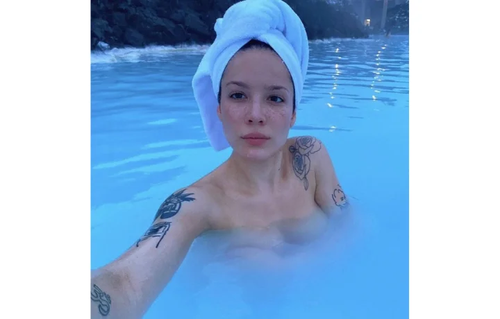 Halsey spending time in pool 
