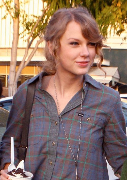 taylor swift in a checkered shirt