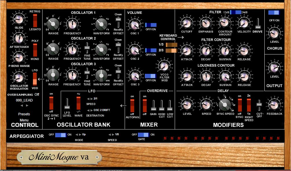 'MiniMogueVA 3.0' FREE Minimoog VST Plugin For Windows